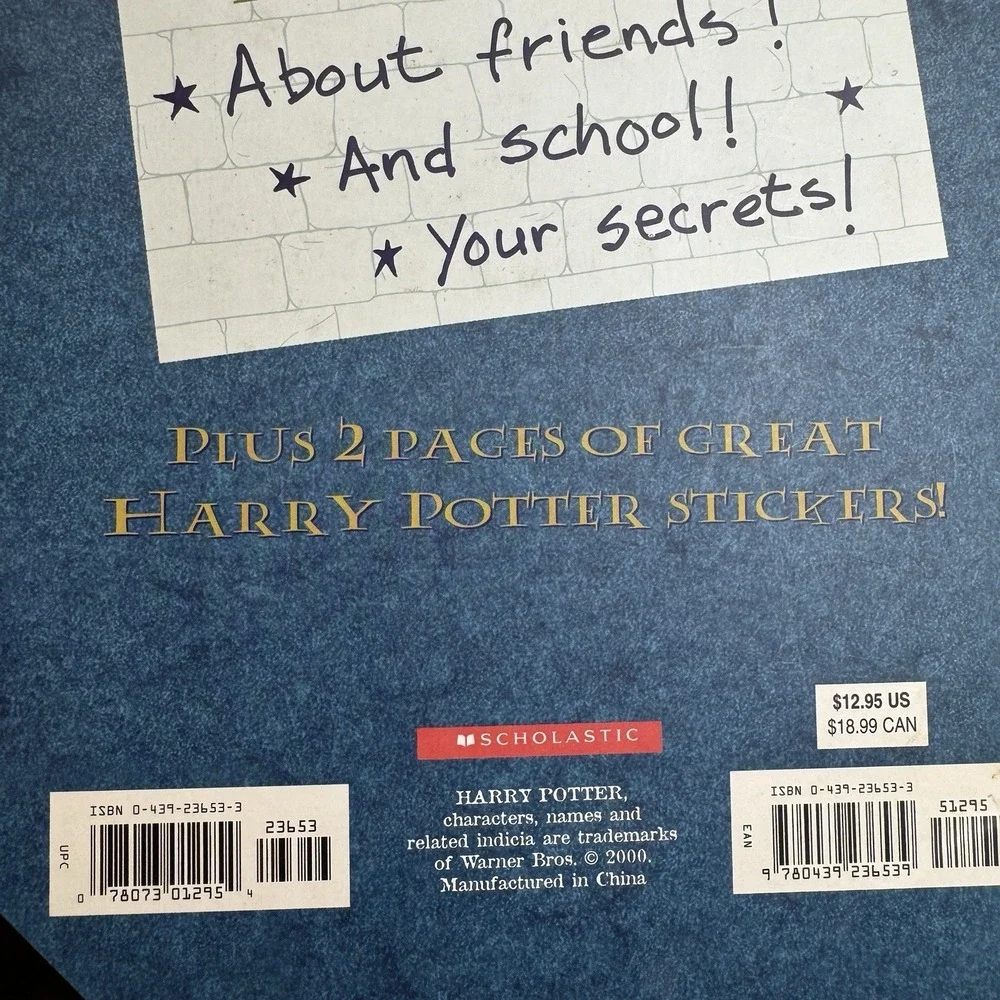 Vintage 2000 Harry Potter Hogwarts Journal Scholastic Unused Stickers Hardcover
